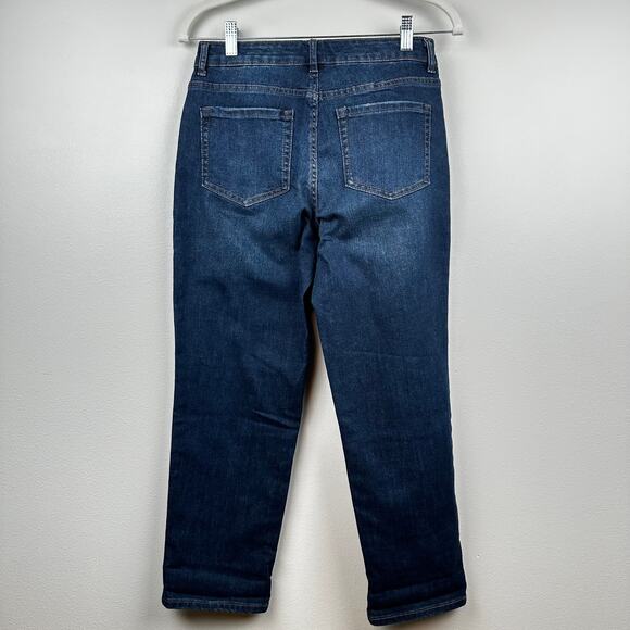 LOGO by Lori Goldstein Petite Shadow Patch Boyfriend Jeans Cropped Size 2P Boho - Picture 5 of 11